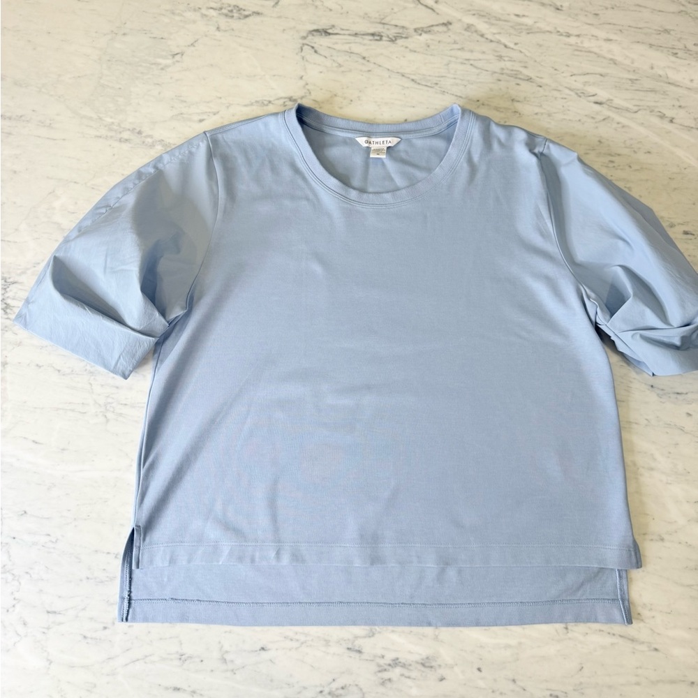 Athleta Harlow Hybrid Tee Blue Sz M - Picture 4 of 8